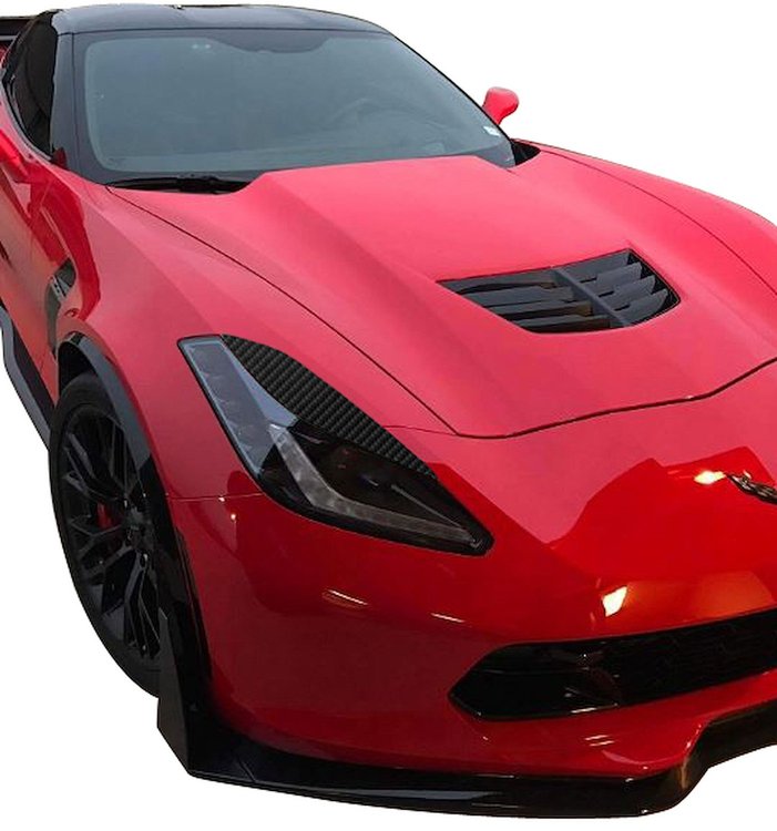 79339 Hydro Carbon Acrylic Headlight Eyelid Covers, 2014-2019 Chevy Corvette, Pair Gloss Clear Finish
