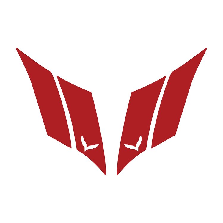 79550 G.S. Hash Marks W/ Cutout Both Gloss Red C7, 2014-2019 Chevy Corvette, Crossed Flags