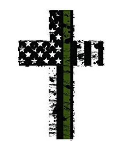79655 Tattered US Flag Cross Decal, 1953-2023 Chevy Corvette, Military, Thin Green Line