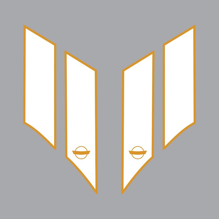 79784 G.S. Styled Fender Stripes, 1984-1996 Chevy Corvette, Mt Org/Gls Wht, Left/Driver/RH, Crossed Flags Cutout