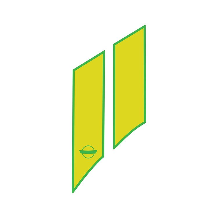 79786 G.S. Styled Fender Stripes, 1984-1996 Chevy Corvette, Mt Lime Grn/Mt Yellow, Right/Passenger, Crossed Flags Cutout