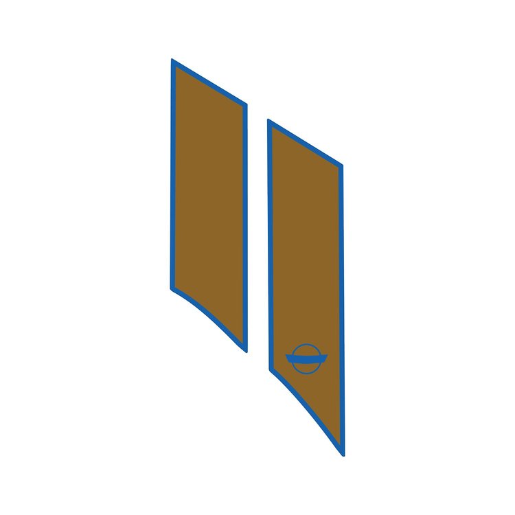 79787 G.S. Styled Fender Stripes, 1984-1996 Chevy Corvette, Mt Blue/Mt Gold, Left/Driver, Crossed Flags Cutout