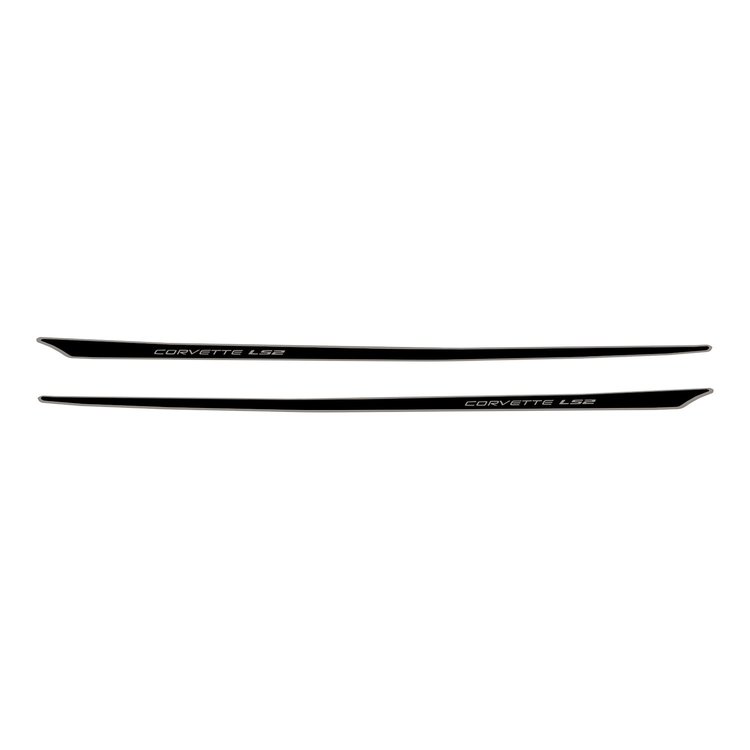 79836 2-Tone Hood Stripe Decal LS2 Top, 2005-2013 Chevy Corvette, Gloss Black Bottom Gloss Silver