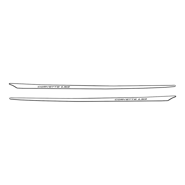 79837 2-Tone Hood Stripe Decal LS3 Top, 2005-2013 Chevy Corvette, Gloss White Bottom Gloss Black