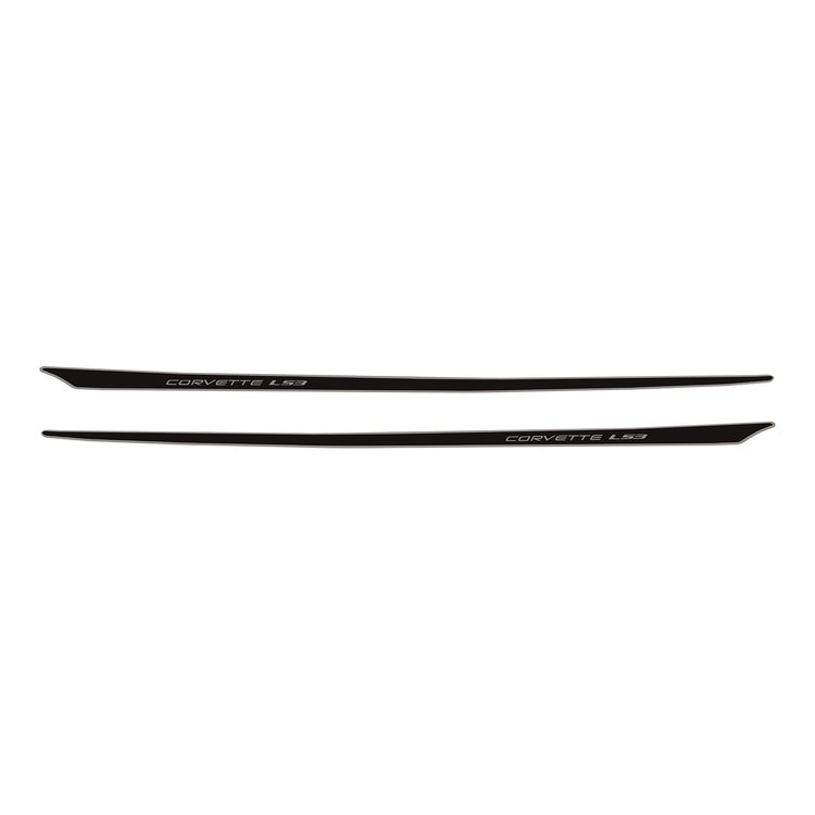 79838 2-Tone Hood Stripe Decal LS3 Top, 2005-2013 Chevy Corvette, Matte Black Bottom Gloss Silver