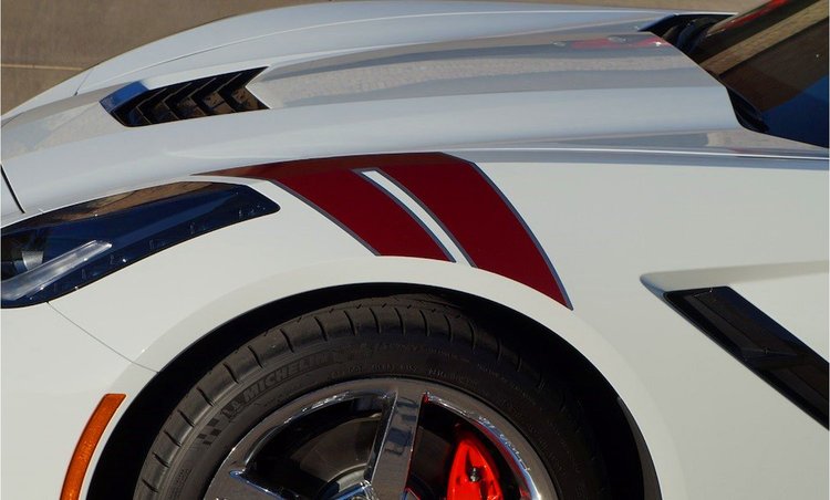 79861 Fender Hash Marks -2017 GS Style, 2015-2019 Chevy Corvette, Gloss Red, Left/Driver & Right/Passenger
