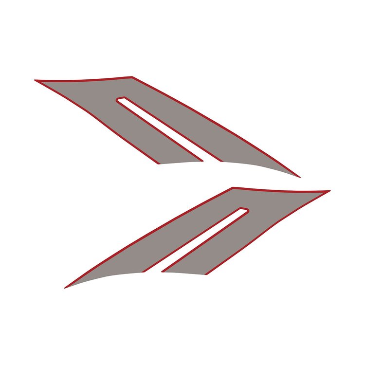 79862 Fender Hash Marks -2017 GS Style, 2015-2019 Chevy Corvette, Gloss Red/Gloss Silver, Left/Driver & Right/Passenger