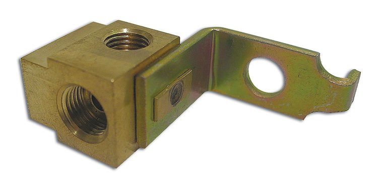 8124 Brake Line Block, 1963-1965 Chevy Corvette, Left Front (65 W/O Power Brake)