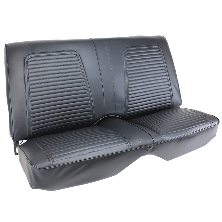 C400420 Leather Seat Cover Set, 1969 Chevy Camaro, Coupe Standard Interior Rear, Black