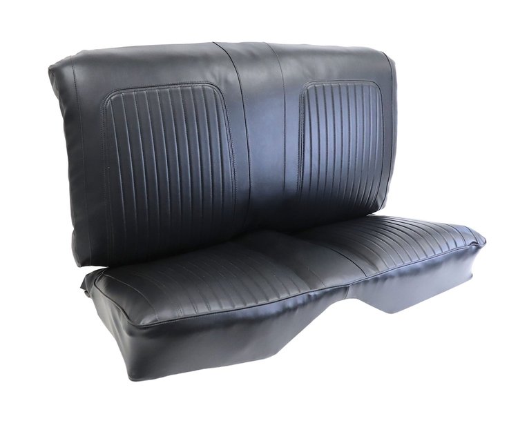 C401420 Leather Seat Cover Set, 1967-1968 Chevy Camaro, Convertible Rear W/Standard Interior, Black