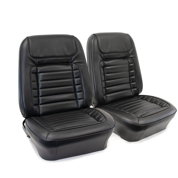 C401920 Leather Seat Covers, 1968-1968 Chevy Camaro, Deluxe Interior Front Buckets, Black