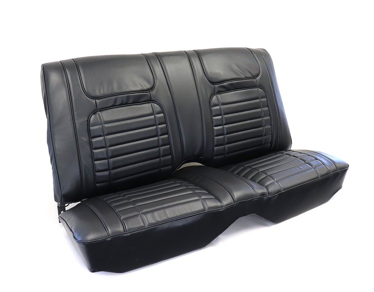 C402020 Leather Seat Covers, 1968-1968 Chevy Camaro, Coupe Deluxe Interior Rear, Fixed Back, Black