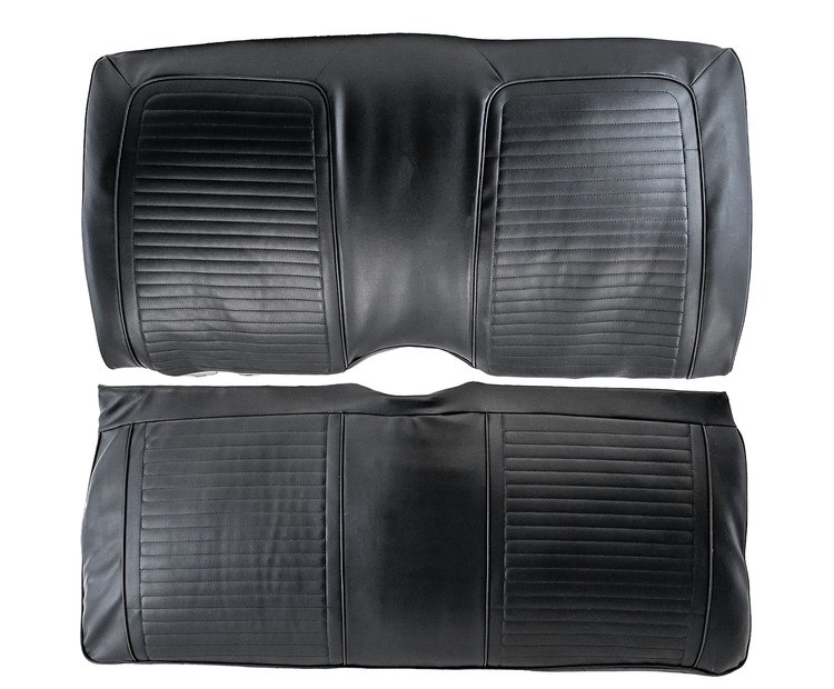 C402320 Leather Seat Cover Set, 1969 Chevy Camaro, Convertible Rear W/Standard Interior, Black