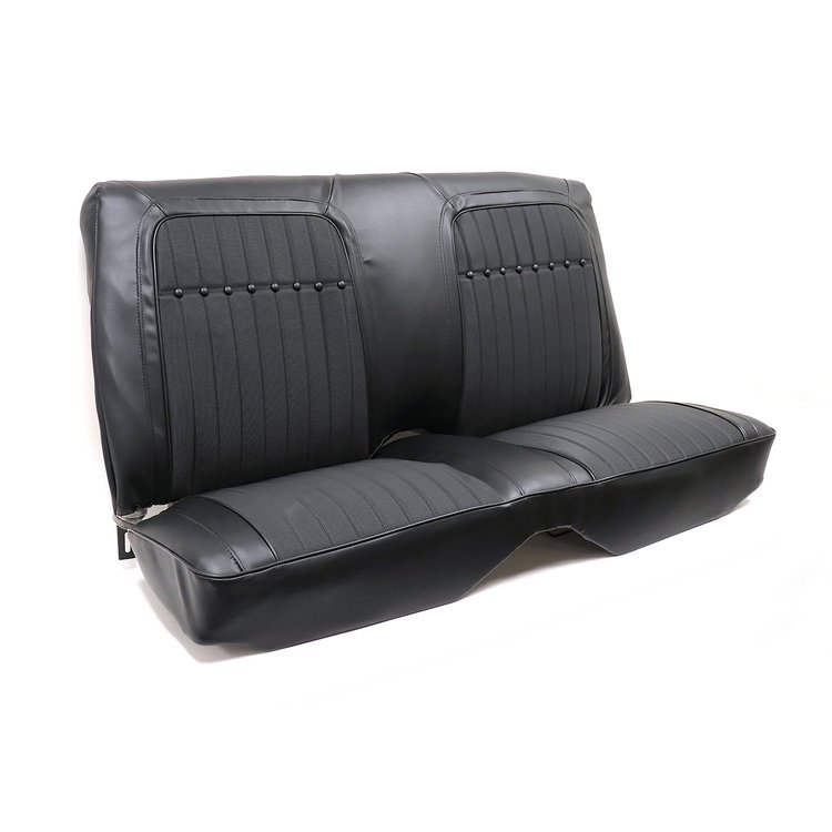 C402520 Leather Seat Cover Set, 1969 Chevy Camaro, Deluxe Interior Rear Coupe Fixed Back, Black