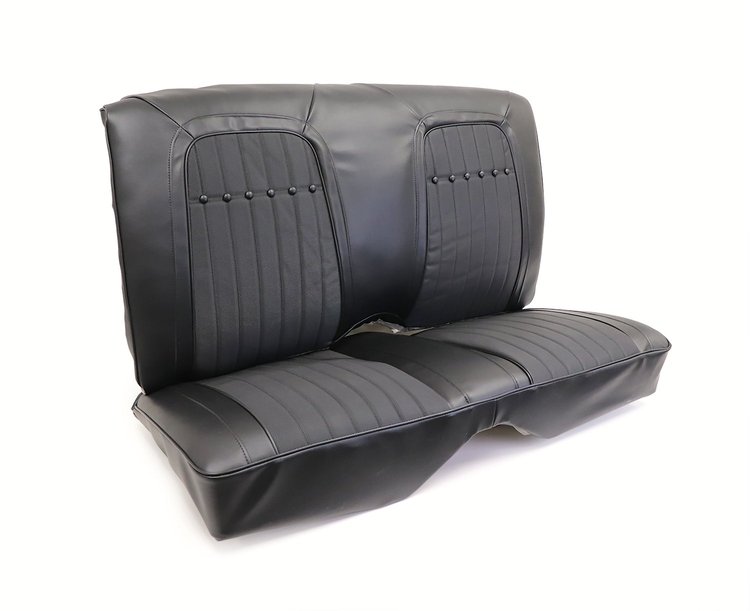 C402720 Leather Seat Cover Set, 1969 Chevy Camaro, Deluxe Interior Rear Convertible Fixed Back, Black