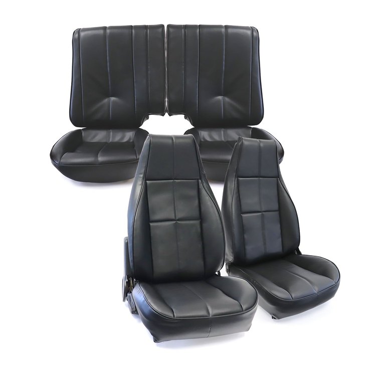 C420820 Leather Seat Cover Set, 1985-1985 Chevy Camaro, Standard Interior W/Split Rear, Black