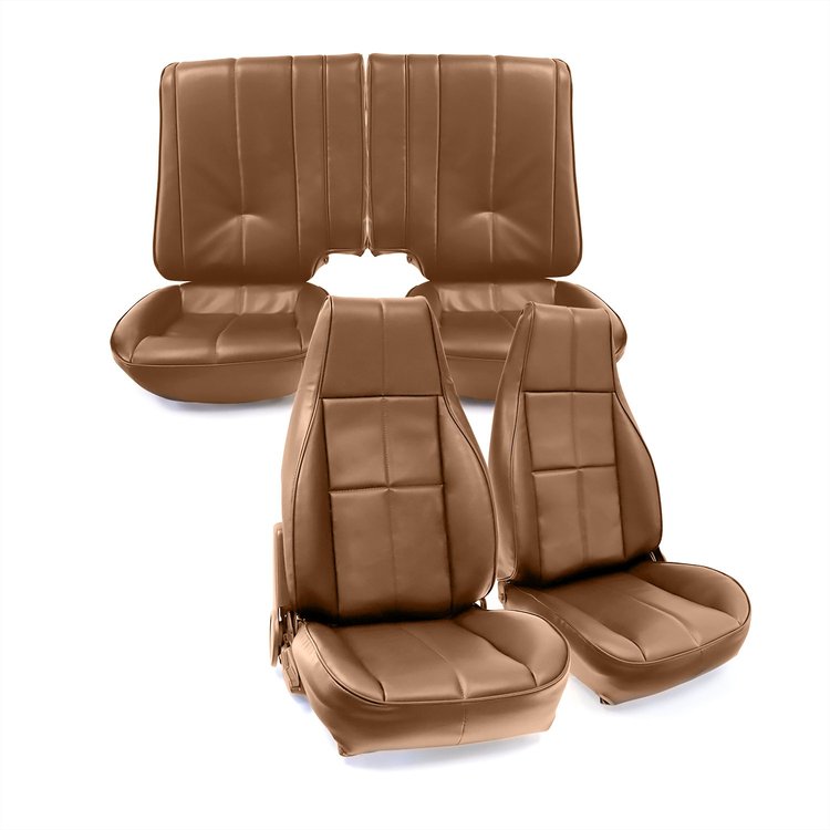 C420878 Leather Seat Cover Set, 1985-1985 Chevy Camaro, Standard Interior W/Split Rear, Camel