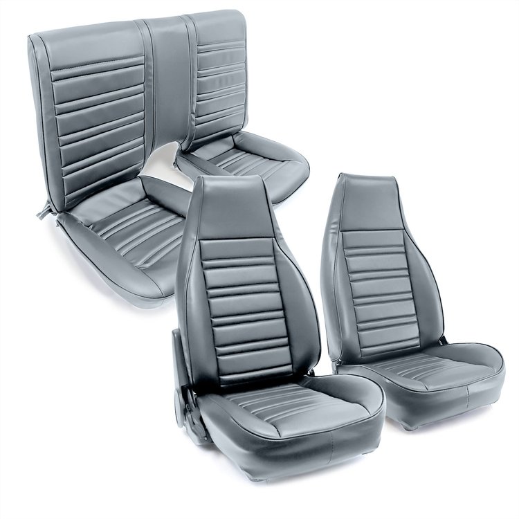 C420992 Leather Seat Cover Set, 1986-1992 Chevy Camaro, Standard Interior W/Solid Rear, Gray