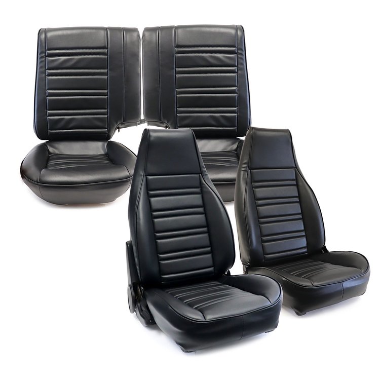 C421020 Leather Seat Cover Set, 1986-1992 Chevy Camaro, Standard Interior W/Split Rear, Black