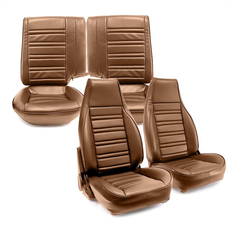 C421078 Leather Seat Cover Set, 1986-1992 Chevy Camaro, Standard Interior W/Split Rear, Camel