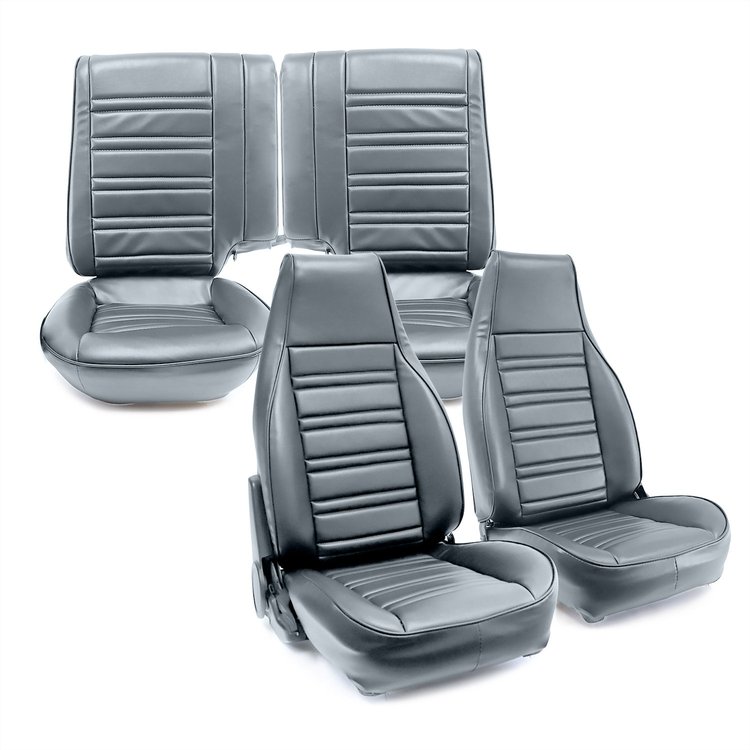 C421092 Leather Seat Cover Set, 1986-1992 Chevy Camaro, Standard Interior W/Split Rear, Gray
