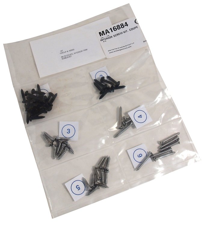 MA16884 Interior Screw Kit, 1969-1970 Ford Mustang, Coupe