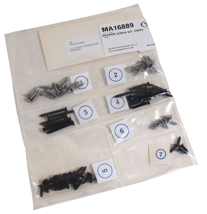 MA16889 Interior Screw Kit, 1971-1973 Ford Mustang, Coupe