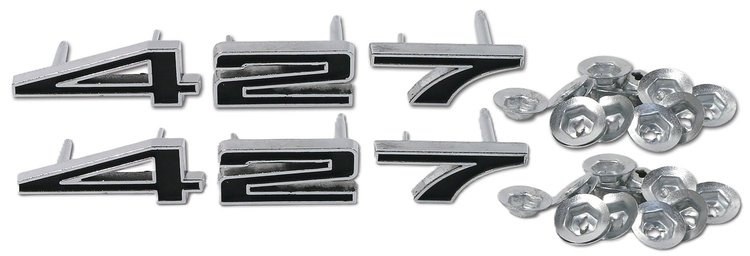 X2075 Hood Numbers, 1967-1969 Chevy Corvette, 427, 6 Piece Set W/Speednuts