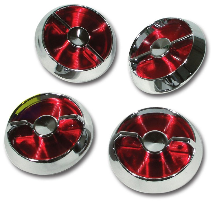 X2100 Door Lock Knobs & Reflectors, 1963-1964 Chevy Corvette, 4 Piece Set