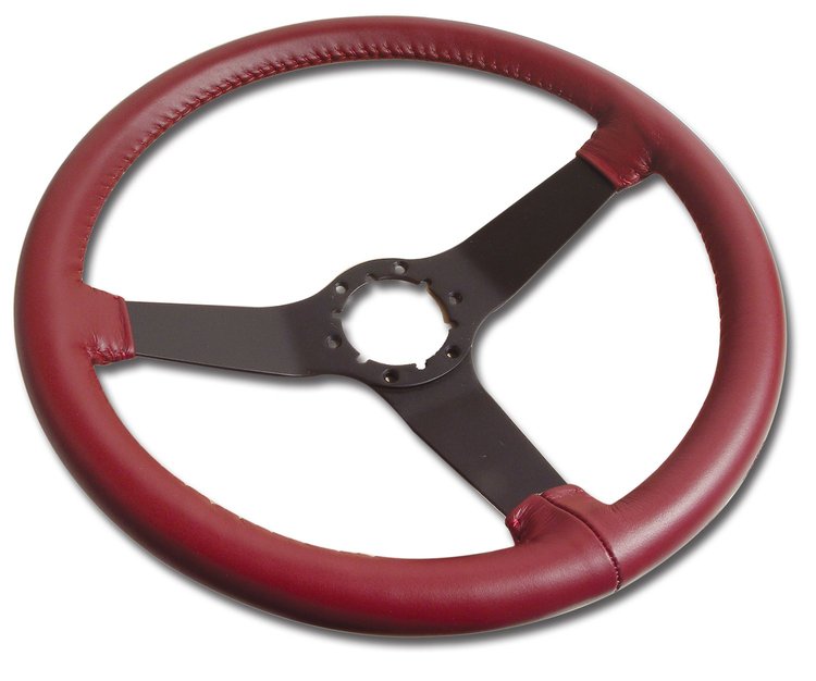 X23926 Reproduction Steering Wheel, 1982-1982 Chevy Corvette, Red Leather W/Black Spokes