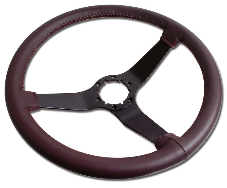 X23936 Reproduction Steering Wheel, 1980-1980 Chevy Corvette, Claret Leather W/Black Spokes