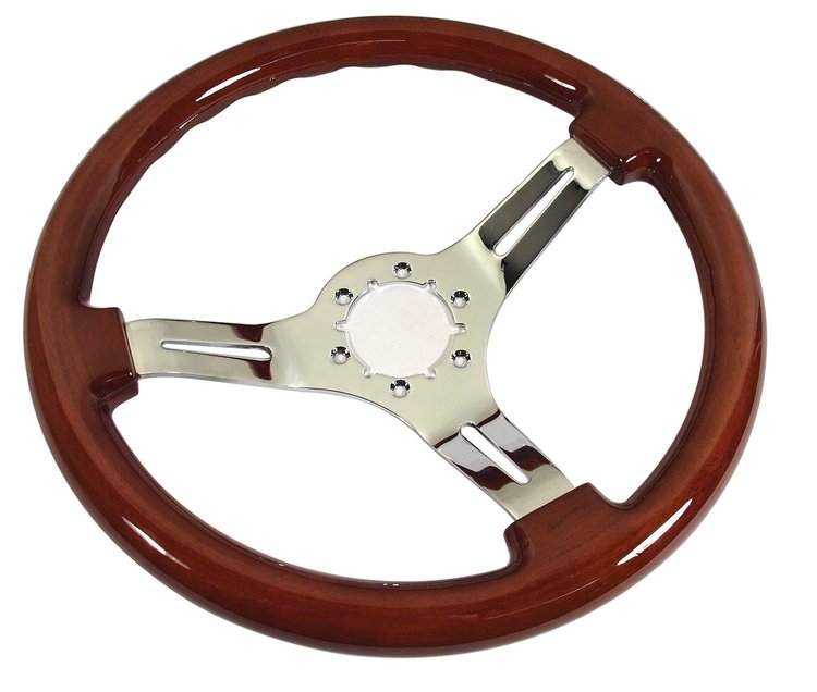 X2544 Mahogany Steering Wheel W/Chrome Spokes, 1968-1982 Chevy Corvette