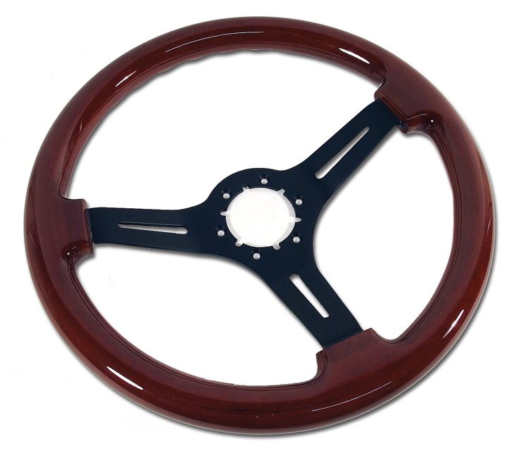 X2575 Mahogany Steering Wheel W/Black Spokes, 1968-1982 Chevy Corvette