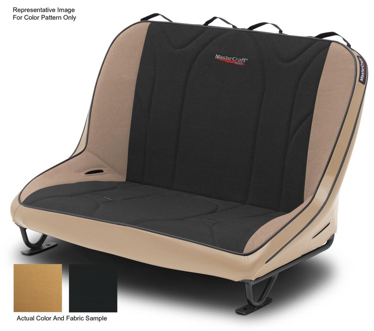 310218 36 in. Rubicon Rear Bench w/o Headrest, 1987-1995 Jeep YJ, Tan w/Black Center & Brown Haze Side Panels