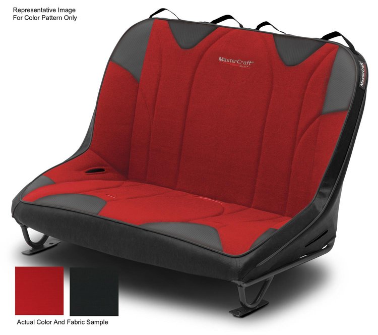 310242 36 in. Rubicon Rear Bench w/o Headrest, 1976-1986 Jeep CJ, Black w/Red Center & Red Side Panels