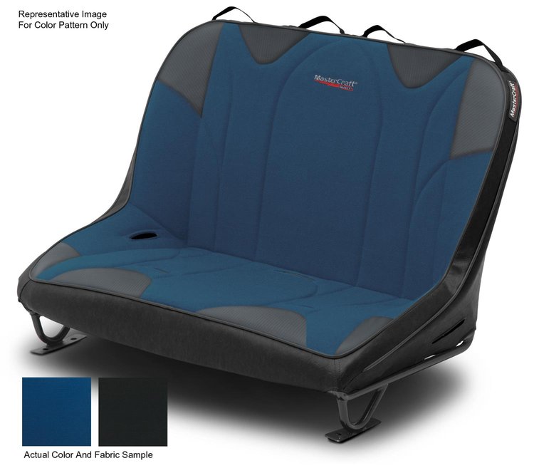 310263 40 in. Rubicon Rear Bench w/o Headrest, 1966-1977 Ford Bronco, Black w/Blue Center & Blue Side Panels