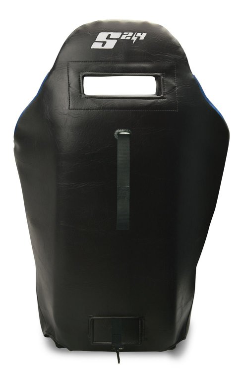 573403 S2/4 w/Fixed Headrest, All Vinyl Black w/Black Center & Black Side Panels, Blue Trim, Universal