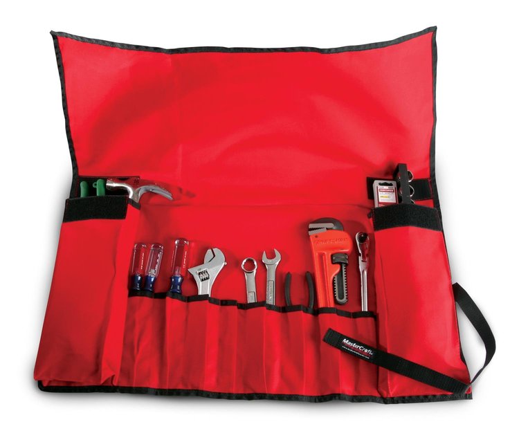 640176 2 Pocket Roll-up, 28 3/4w x 29t 8 slots/14 in. folded, Red