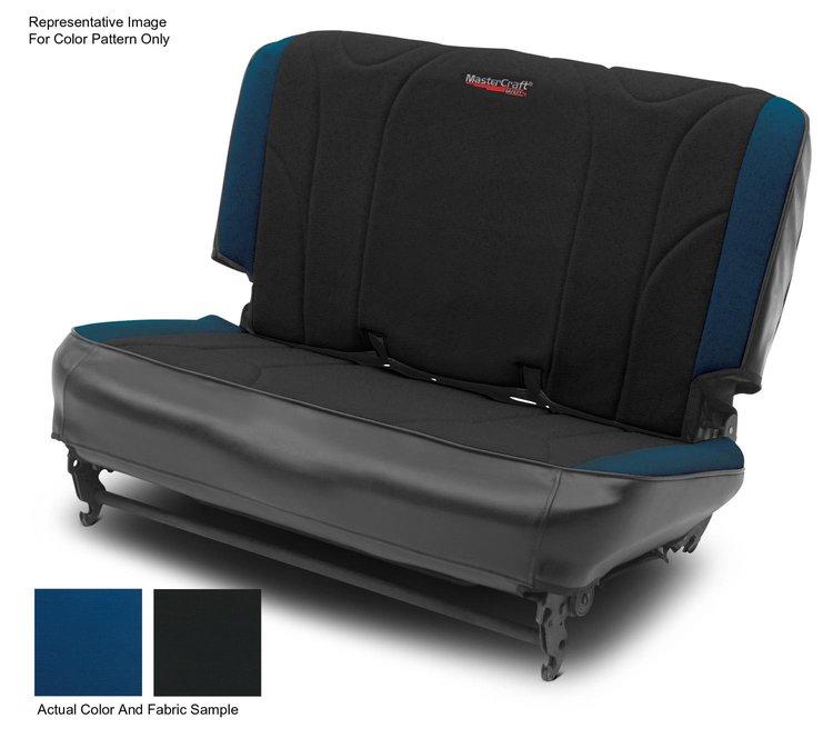 702703 Fold & Tumble Seat Slip Covers , 2003-2006 Jeep TJ, Black w/Black Center & Blue Side Panels