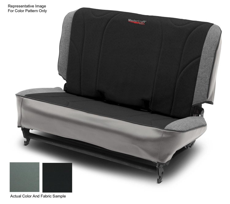 702727 Fold & Tumble Seat Slip Covers, 1997-2002 Jeep TJ, Smoke w/Black Center & Gray Side Panels, w/BRS Stitch Pattern