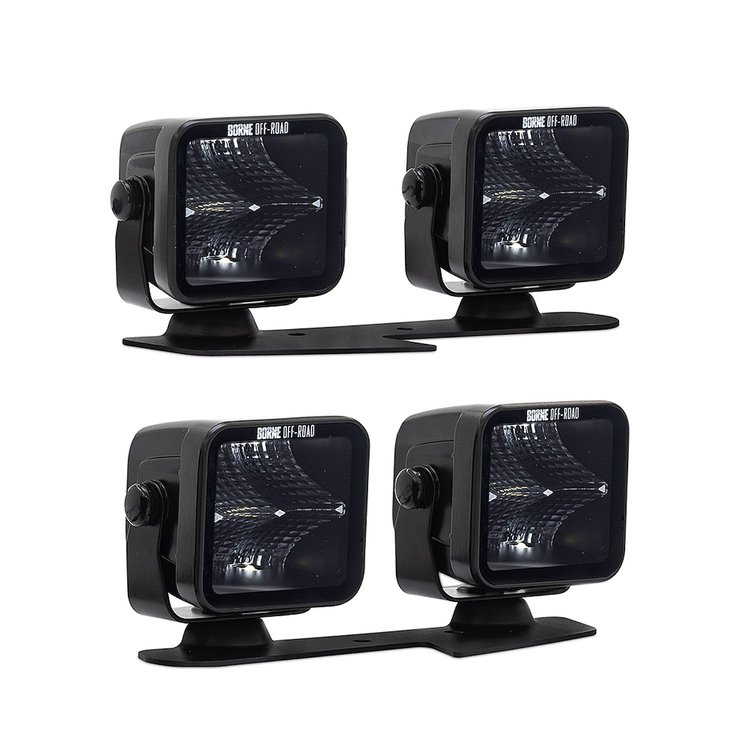 BNLT-BR-21-DT4F Borne Off-Road Direct-Fit Ford Bronco Ditch Light Set (4) 3X3 Flood