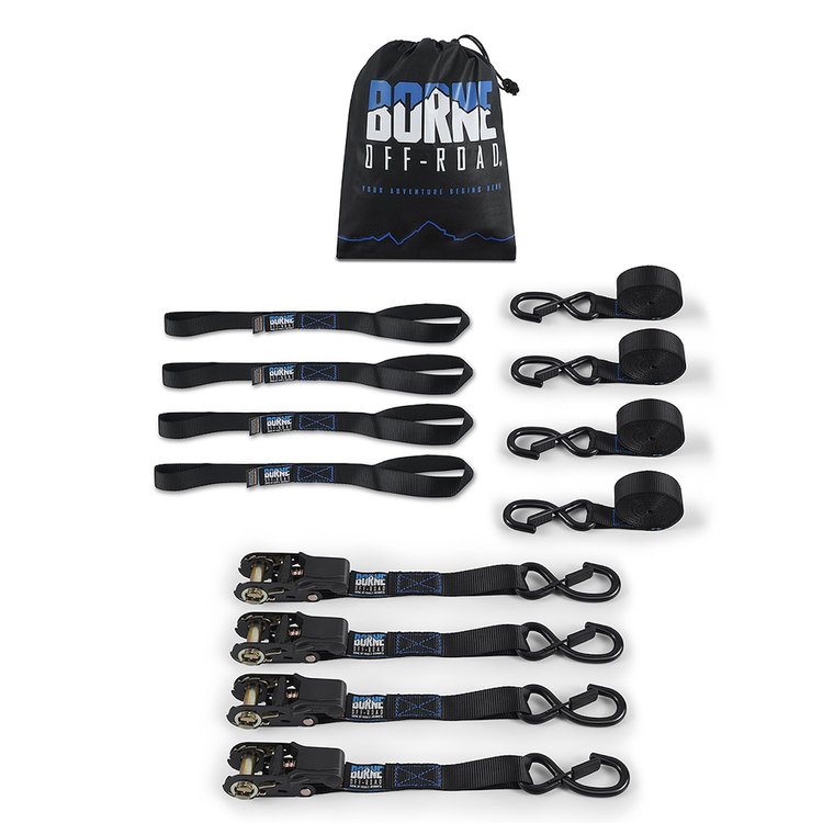 BNRTC-TDMD-4BK Borne Off-Road Medium-Duty Ratchet Tie-Down Kit (4-pack)