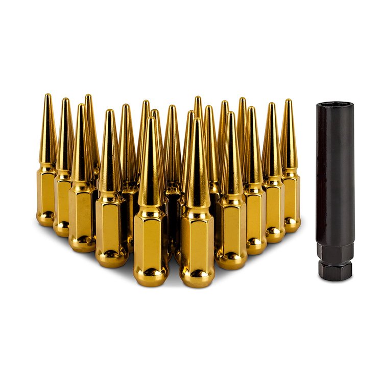 MMLG-SP1215-20GD Spiked Lug Nuts, M12x1.5, 20-PC Set, Gold
