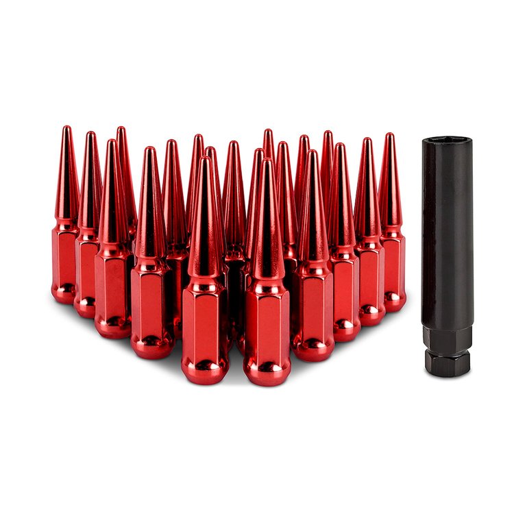 MMLG-SP1215-20RD Spiked Lug Nuts, M12x1.5, 20-PC Set, Red