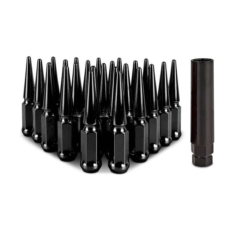 MMLG-SP1415-24BK Spiked Lug Nuts, M14x1.5, 24-PC Set, Black