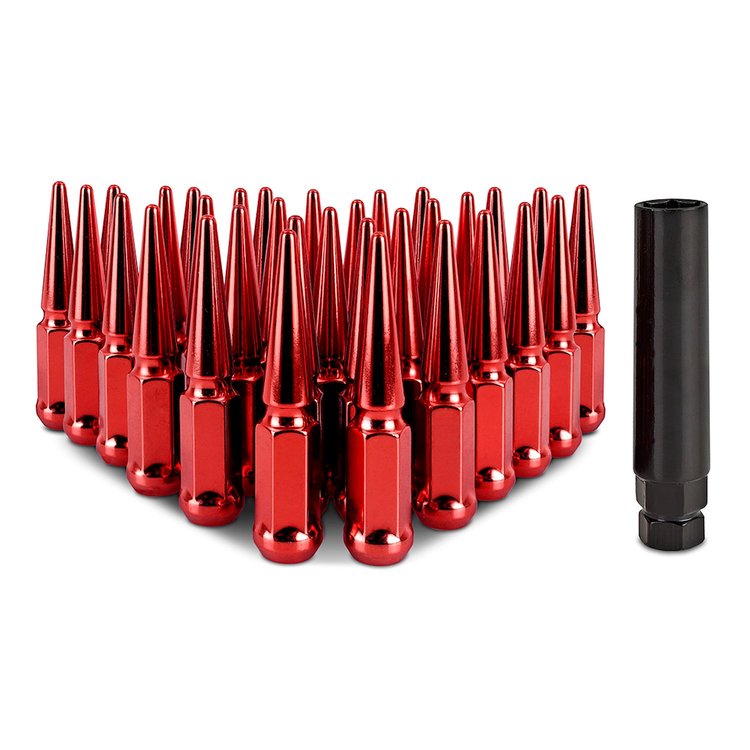 MMLG-SP1415-32RD Spiked Lug Nuts, M14x1.5, 32-PC Set, Red