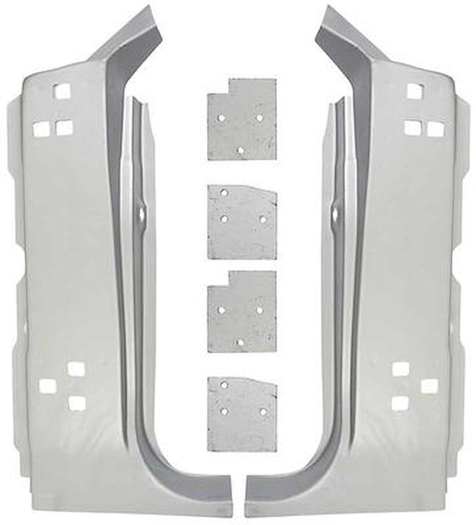 02043B A-Pillar Panel Set 1967-68 Mustang, Cougar; 6 Piece Set; Silver Weld Thru Coating
