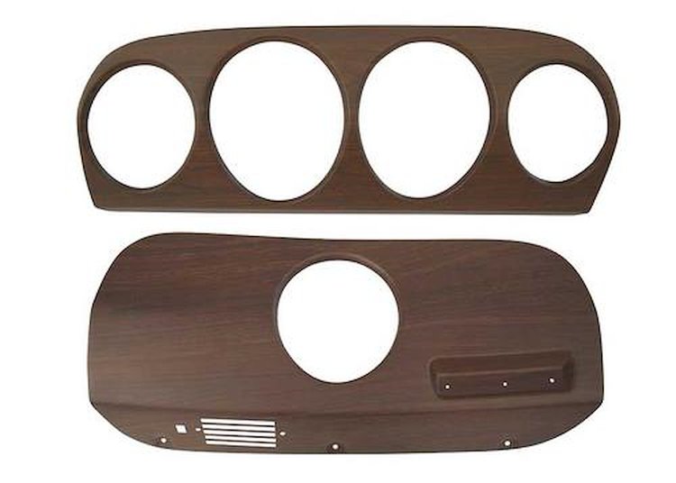 04410N 1969-70 Mustang; Deluxe Dash Insert Set; Walnut Woodgrain; 2 Piece Set