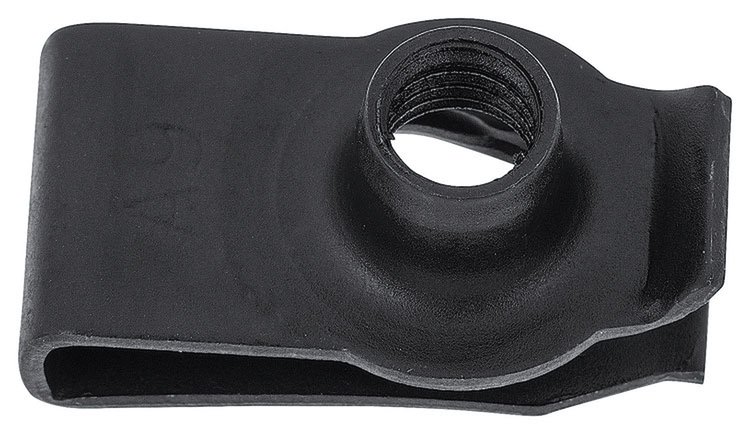 11503957 U-Nut; M6; 1; Panel Range.030" to.160"; Center Of Hole to Edge: 17/32"; Black Phosphate; Each