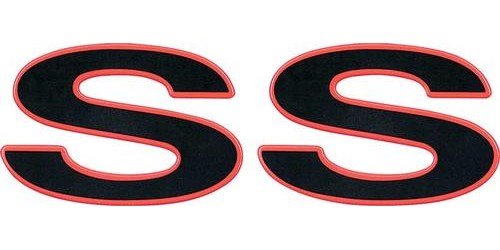 12369965 SS Front Fender & Rear Panel Emblem; 1996-2002 Camaro; Black Letters with Red Outline